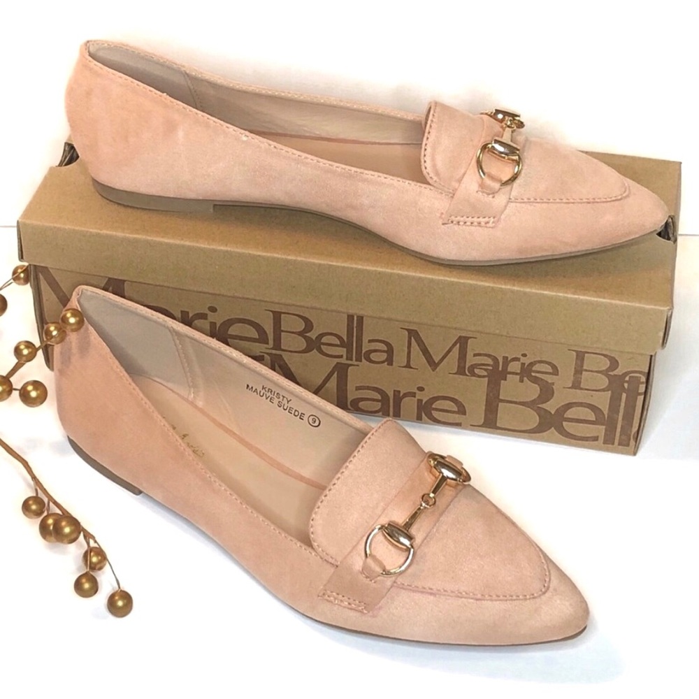 Bella Marie Flats Pointed Toe Vegan Faux Suede Pink Flats Size 9 NEW NWT